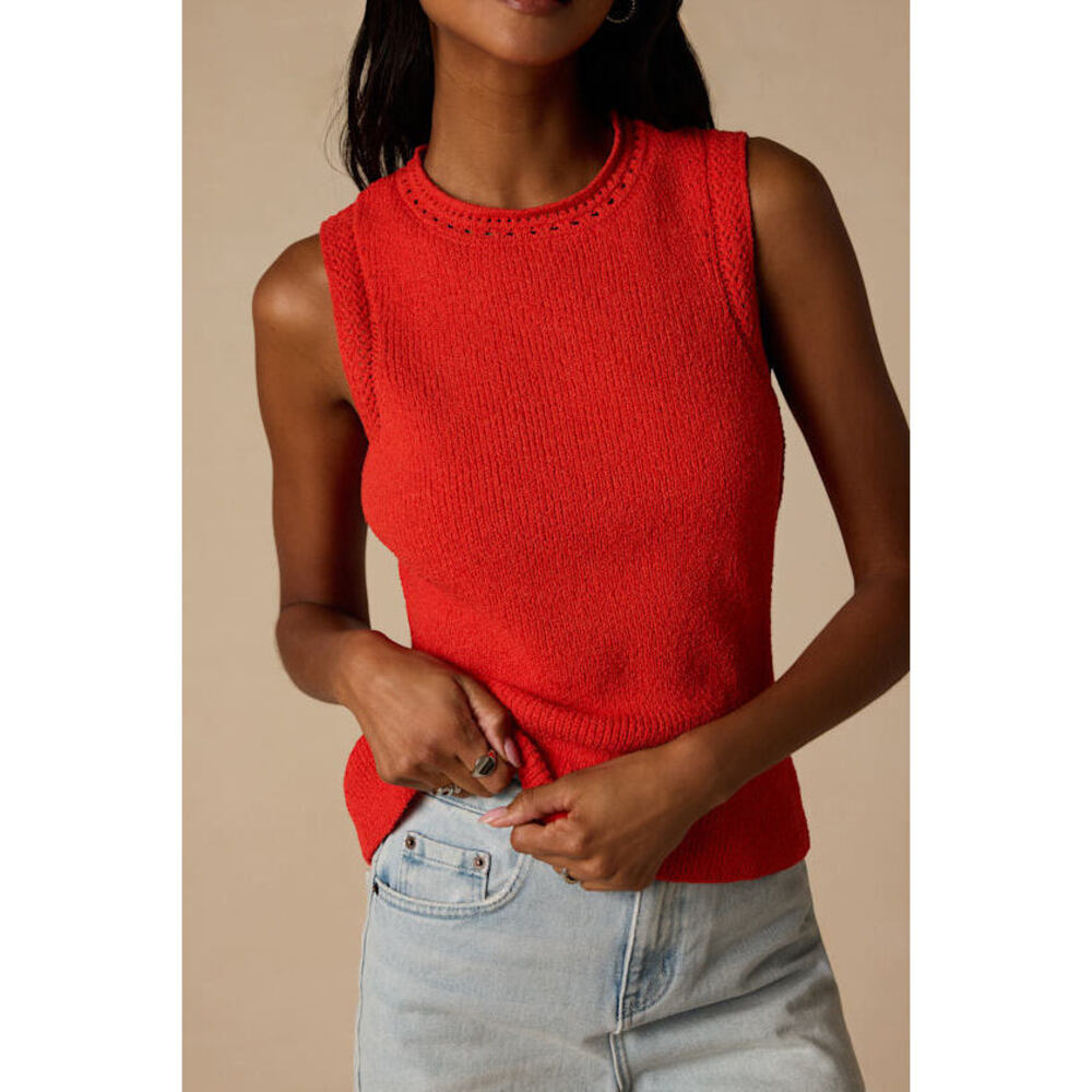 Lulus Hollis Bright Red Sweater Knit Tank Top - Size M